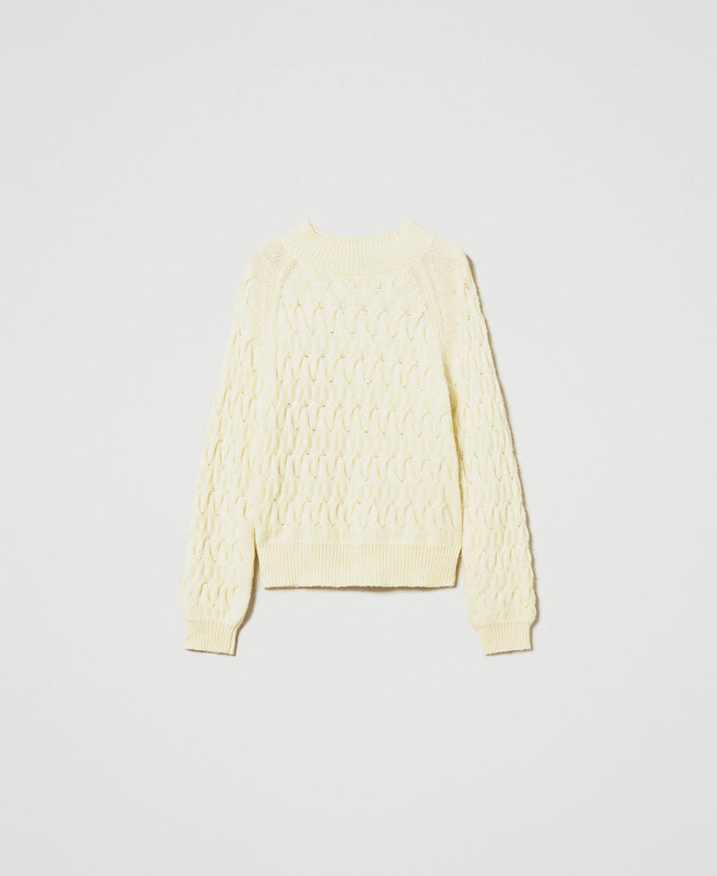 Wool blend cable knit turtleneck jumper