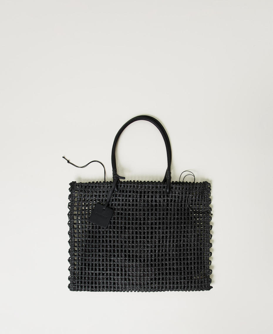 Borsa shopper effetto paglia a rete Nero Donna 251LB7ADD_00006_01