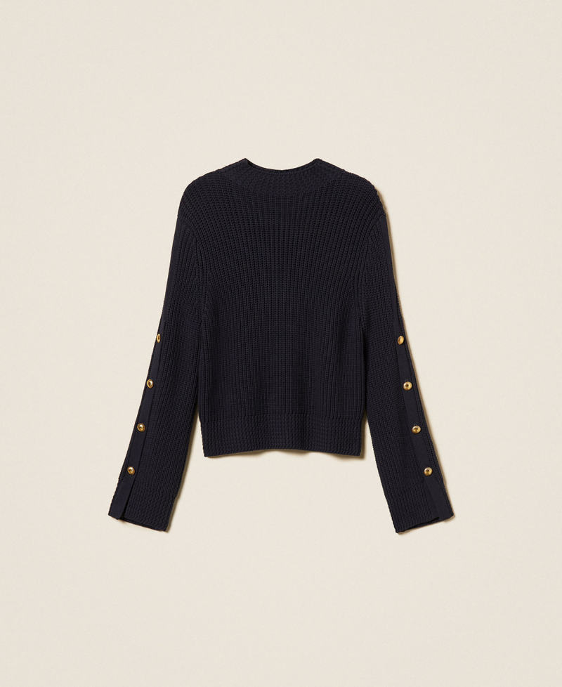 Jumper with metal buttons Navy Blue Woman 262TP3170_11989_S0