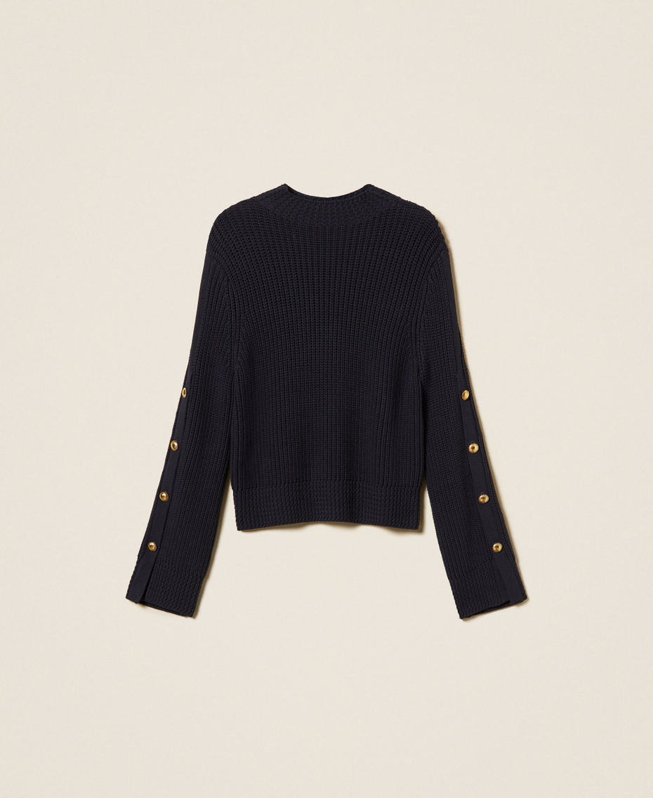 Jumper with metal buttons Navy Blue Woman 262TP3170_11989_S0