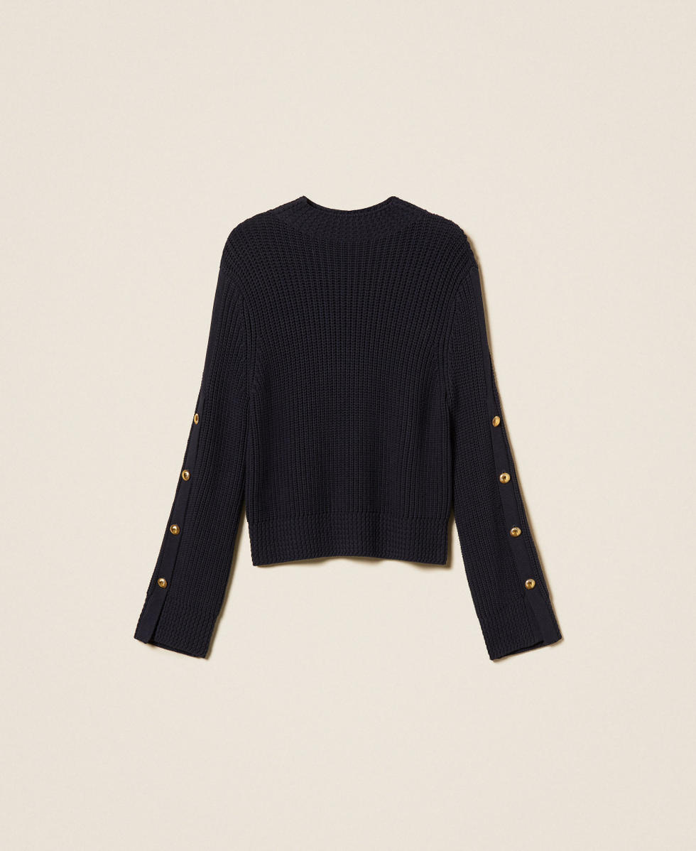 Jumper with metal buttons Navy Blue Woman 262TP3170_11989_S0