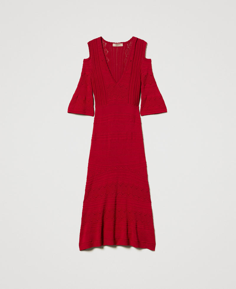 Punched knit midi dress Dark Hibiscus Red Woman 251TT3104_12448_S0