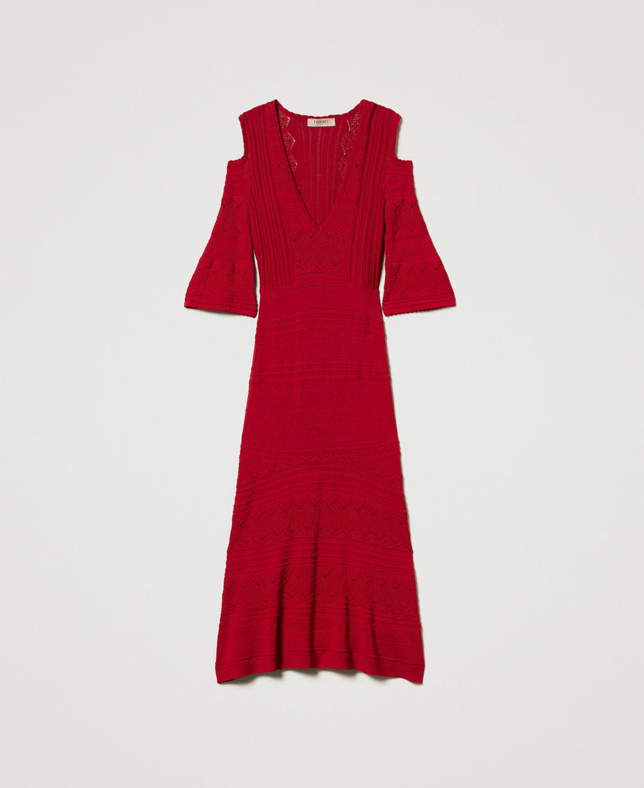 Punched knit midi dress Dark Hibiscus Red Woman 251TT3104_12448_S0