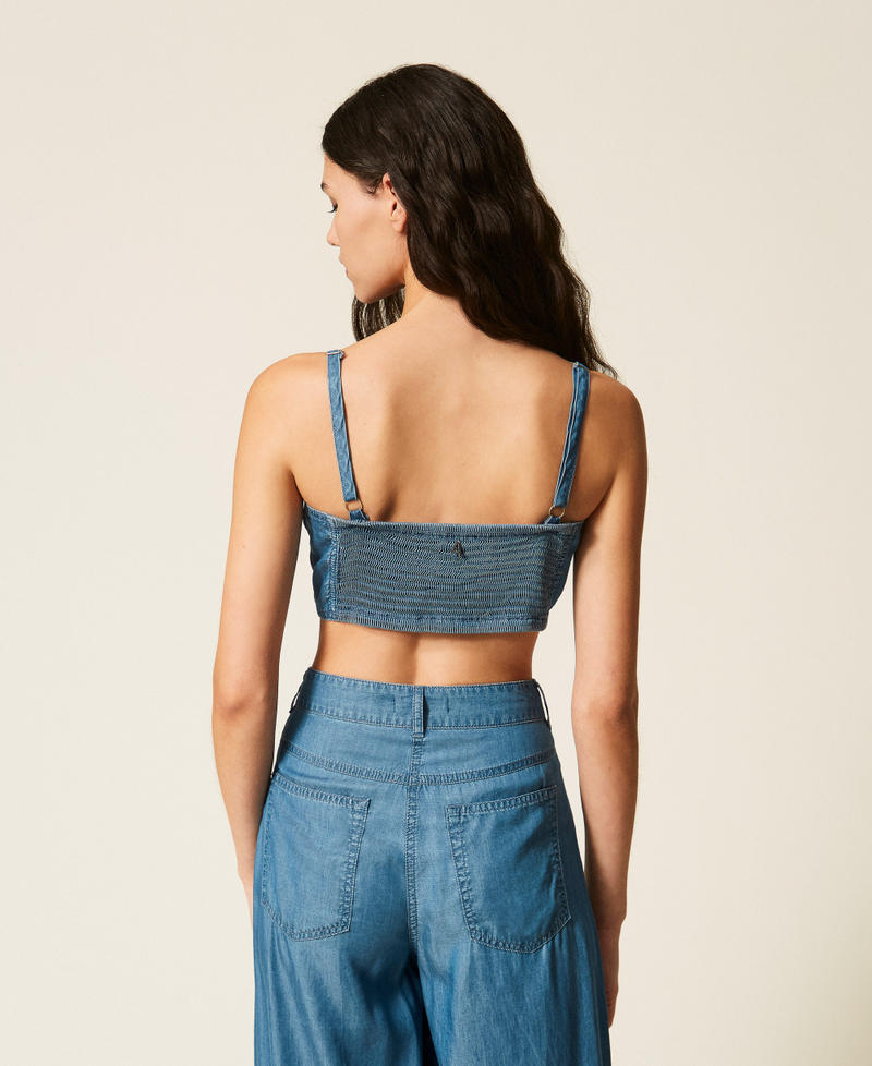 Denim top with bow Light Blue Denim Woman 261AT2050_07283_03