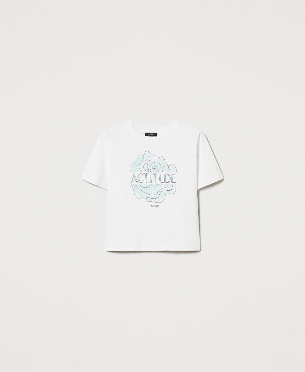 Printed and embroidered T-shirt