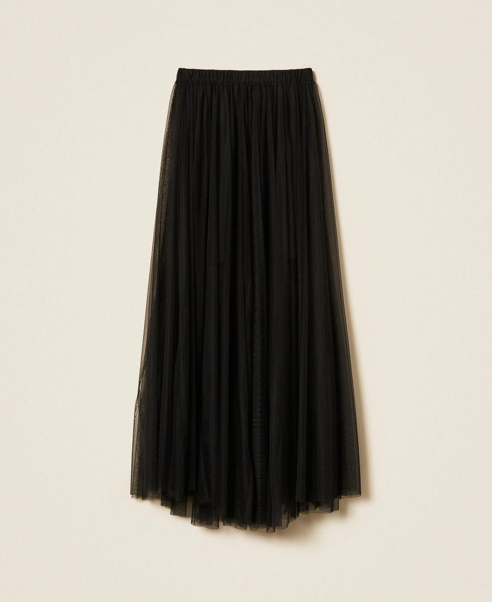 Jupe longue en tulle Noir Femme 262LI2GPP_00006_S0