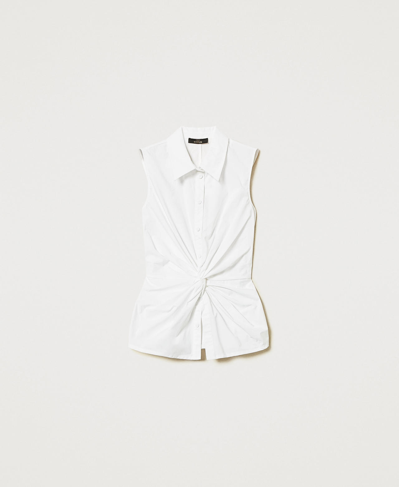 Camicia in popeline con nodo Bianco "Papers" Donna 251AX2101_00840_0S