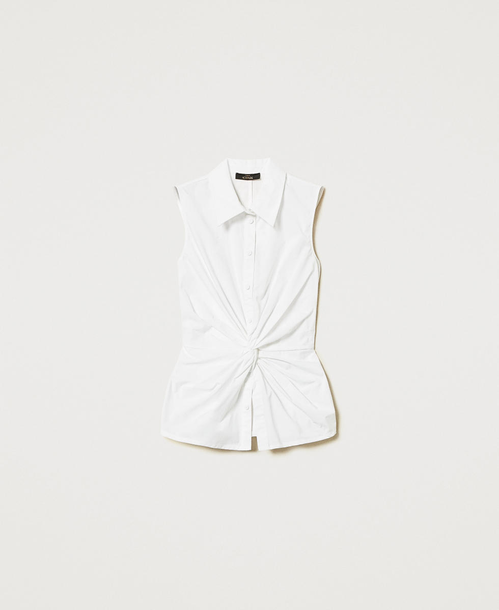 Chemise en popeline avec n&oelig;ud Blanc "Papers" Femme 251AX2101_00840_S0