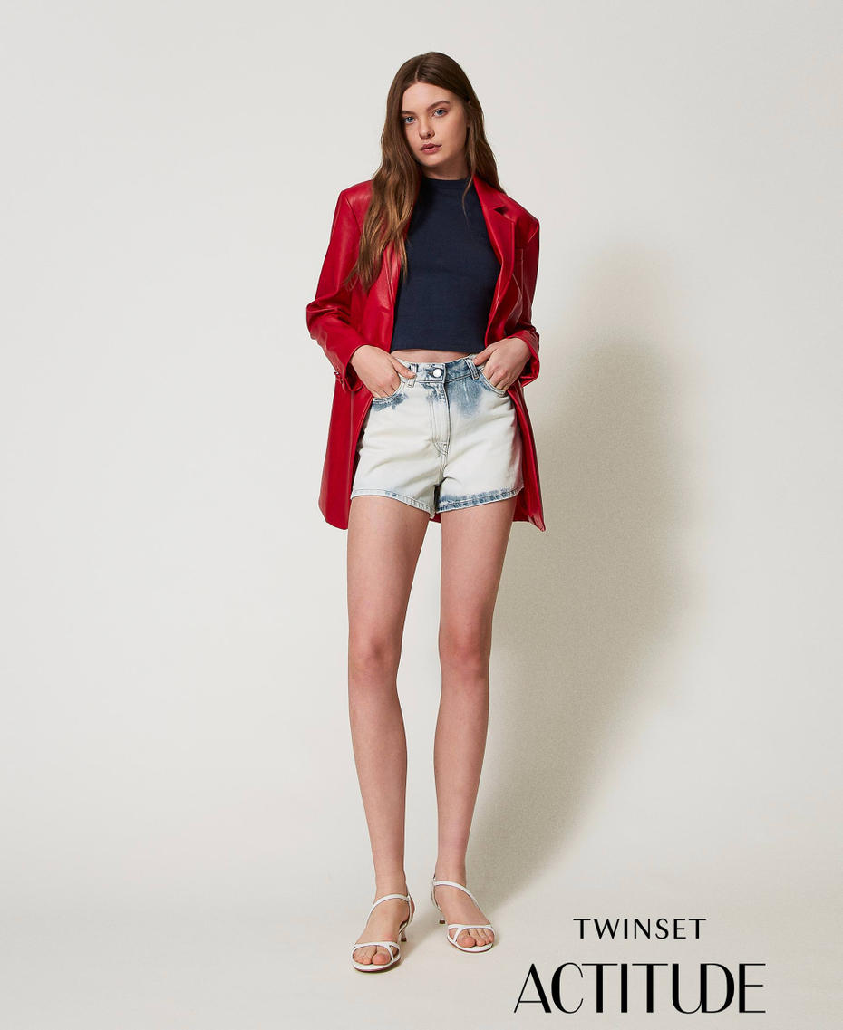Super bleached denim shorts Bleach Denim Woman 251AP2450_03533_PA