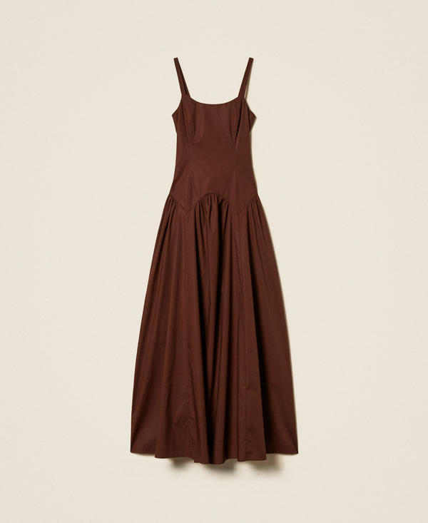 Long gathered poplin dress