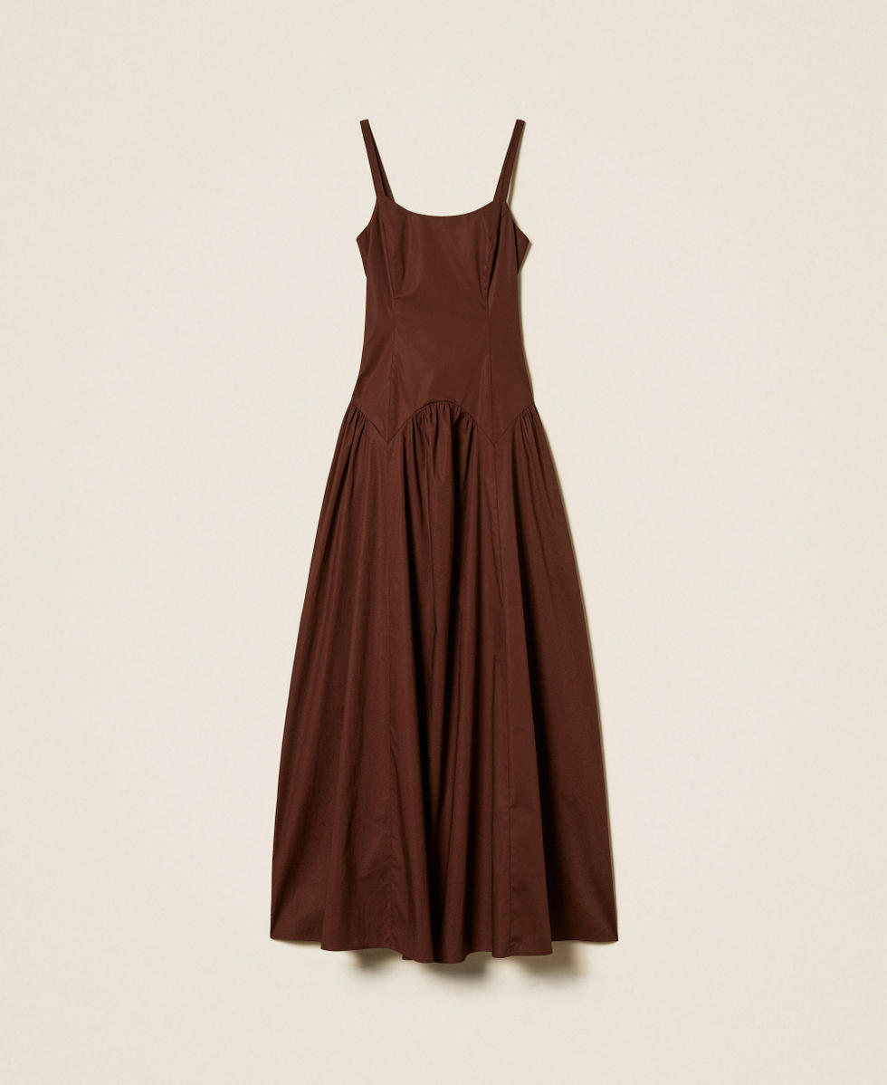 Long gathered poplin dress