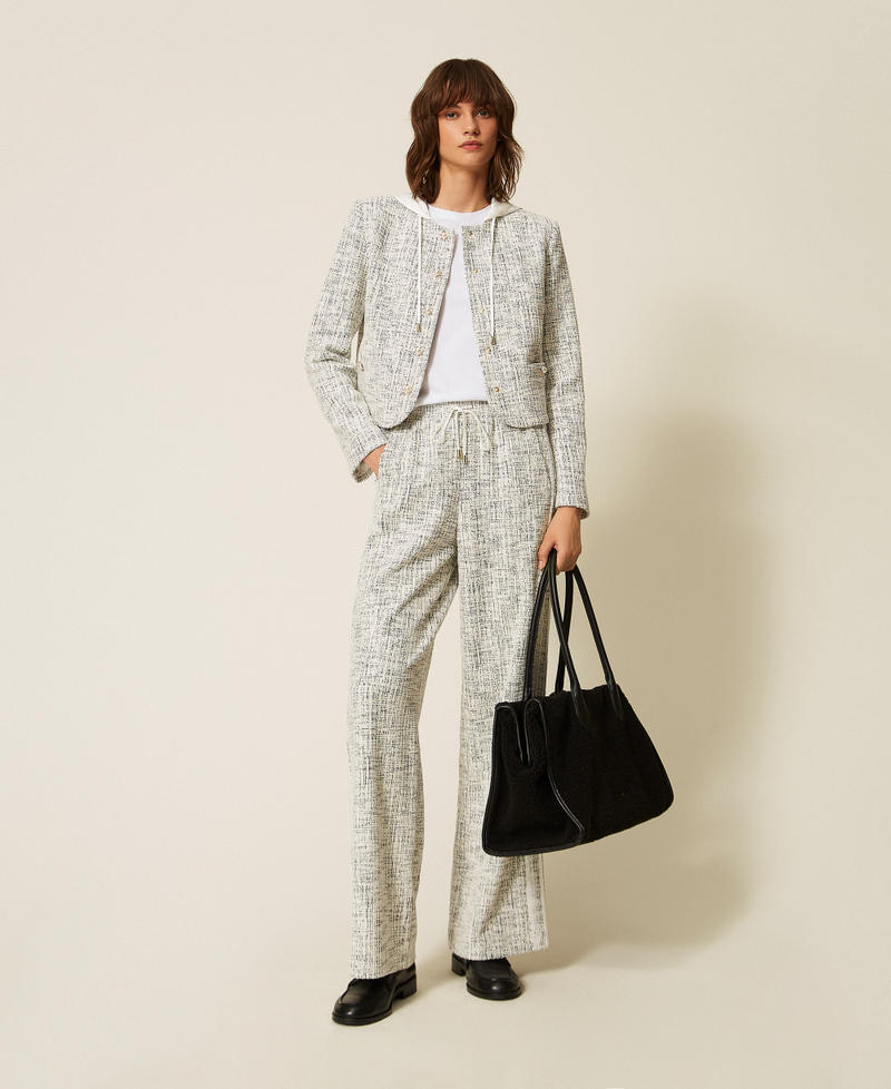 Weaved sweatpants Off White/Black Tweed Woman 262LI2HBB_13877_T0