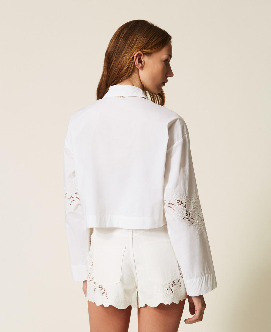 Рубашка из поплина и сангалло Белый женщина 261TT2031_00001_04