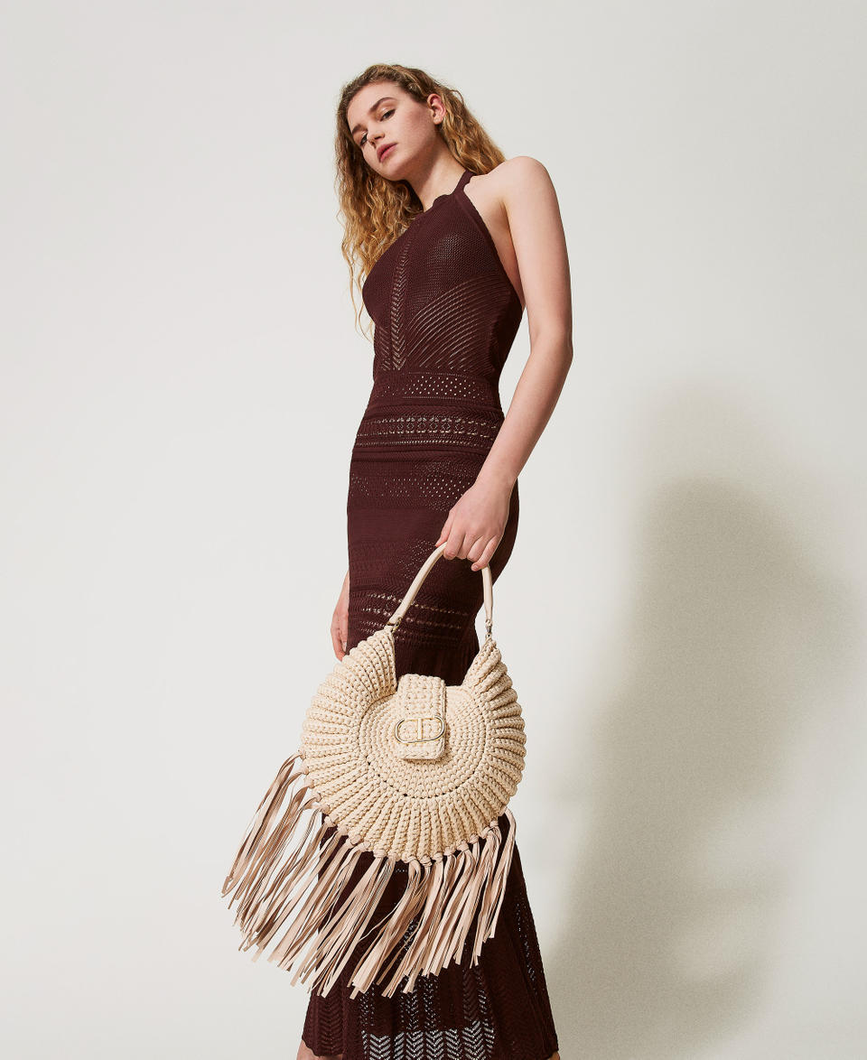 ‘La Coquillette‘ crochet hobo bag Natural White Woman 251TD8140_00497_T0