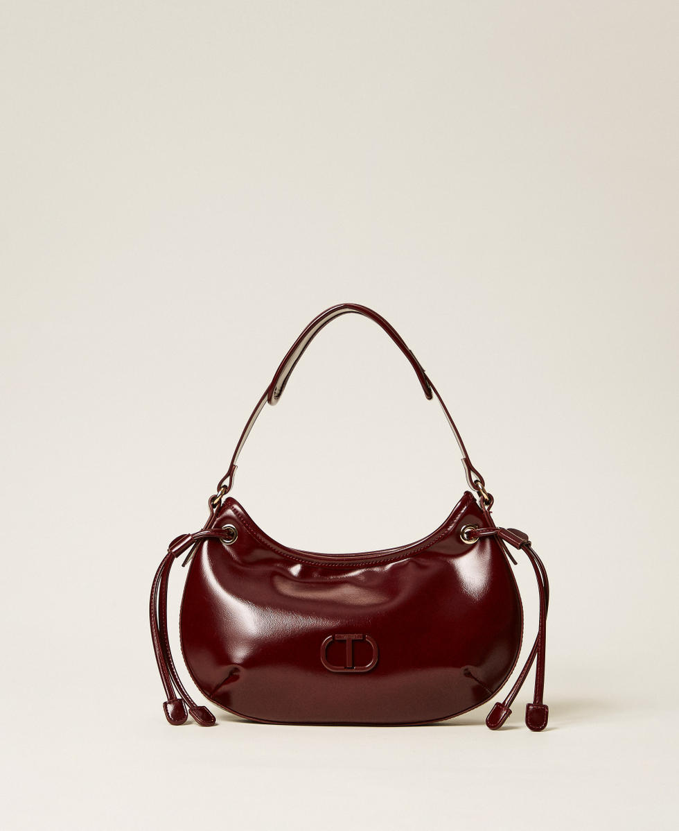 'Glossy' hobo bag with laces