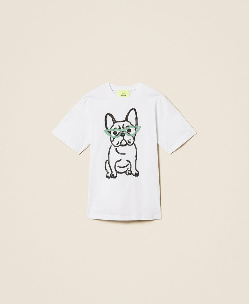 MYFO oversize T-shirt with print and embroidery Bulldog Papers Woman 261AQ2010_13569_S0