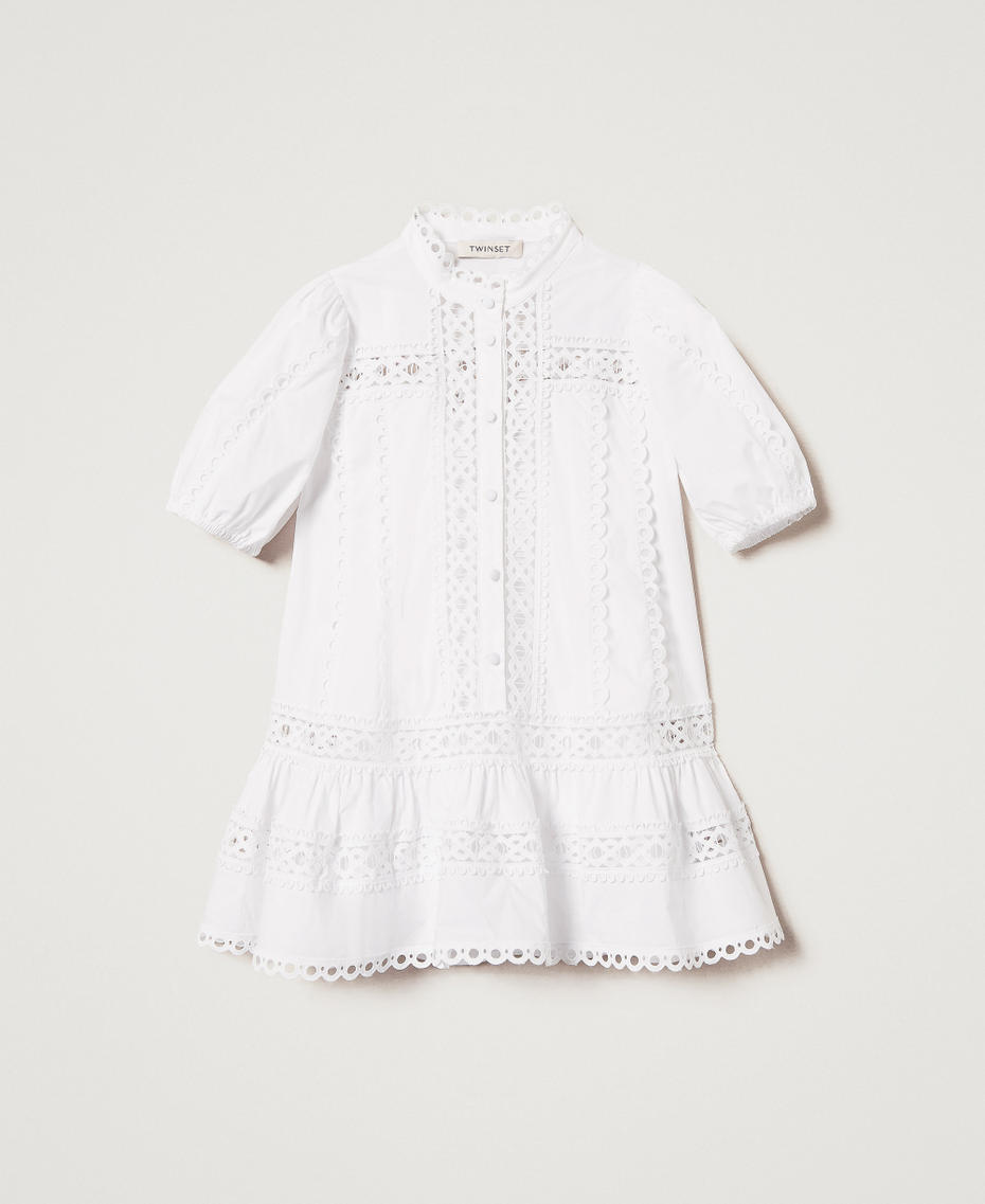 Short poplin dress with embroidery "Ice" White Girl 251GJ2410_00808_S0