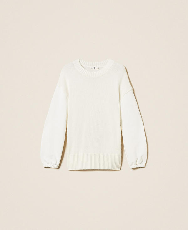 Maglia tricot con maniche in felpa