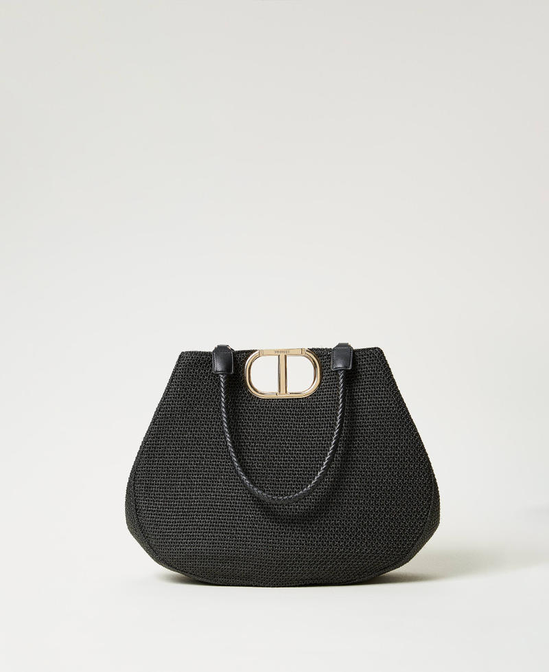 Borsa shopper 'Lila' effetto paglia intrecciata Nero Donna 251TB7240_00006_01