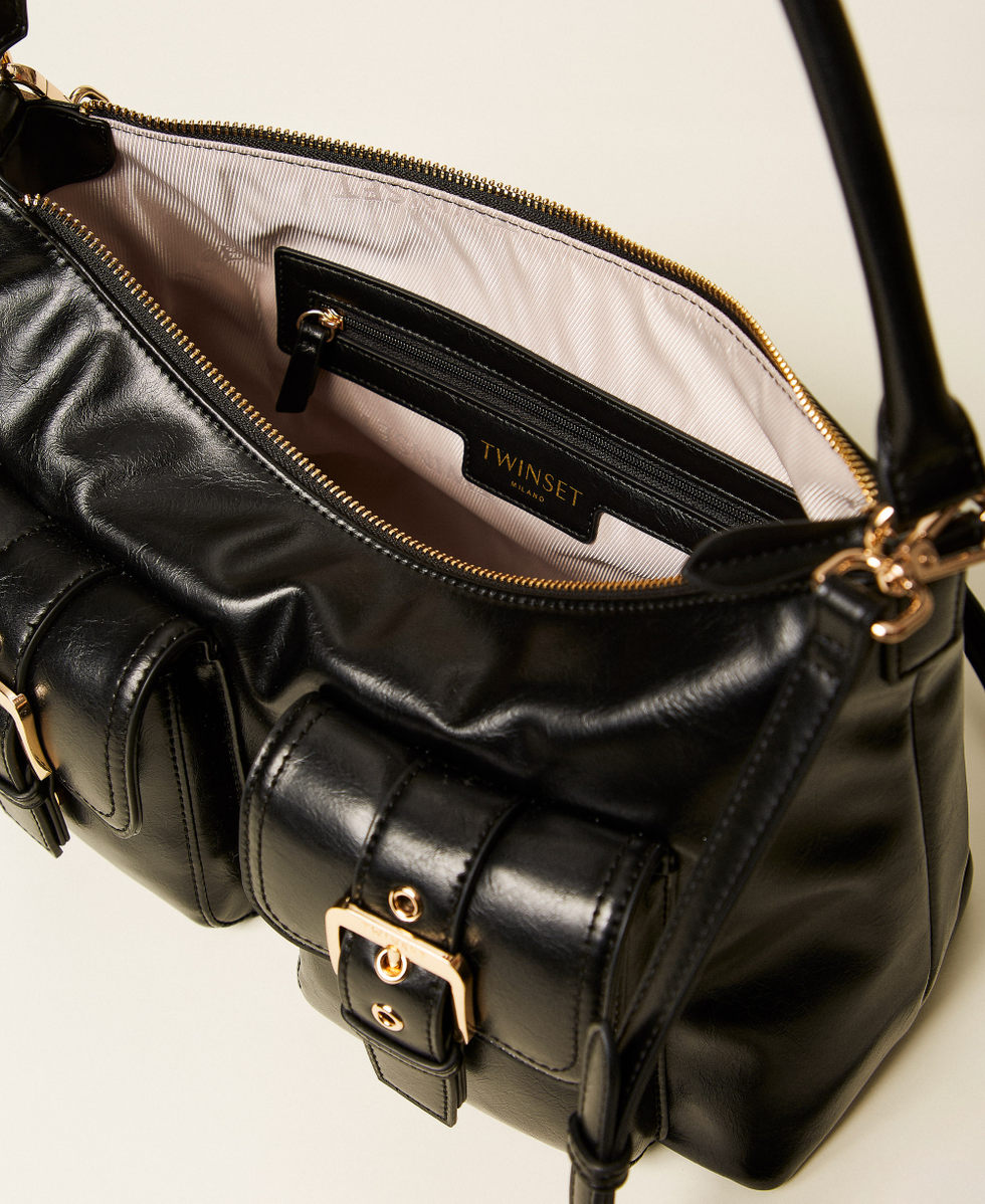 Shoulder bag with pockets and buckles Black Woman 252TD8030_00006_04