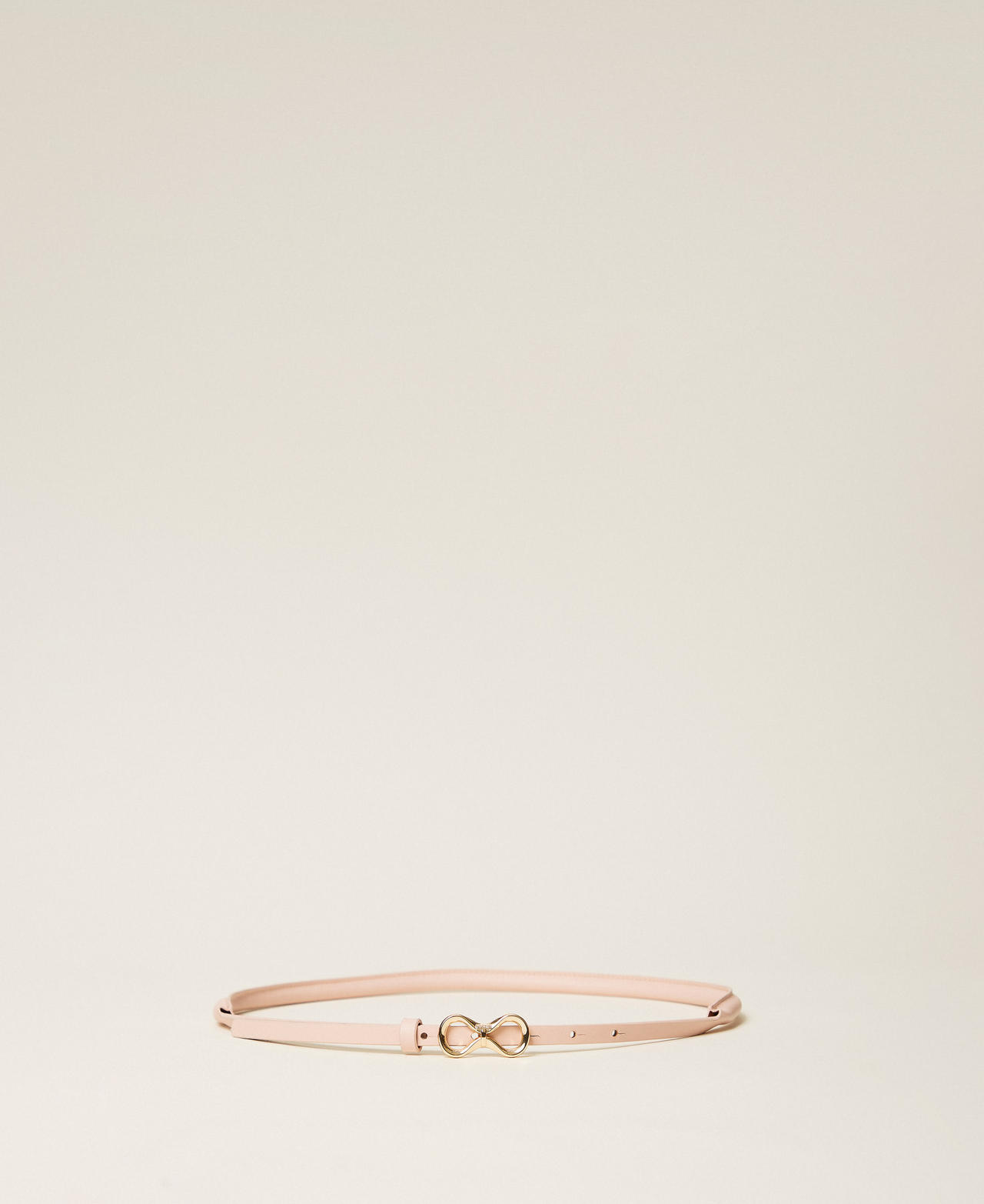 Twinset Women's Pink Sand Leather Belt With Logo Buckle