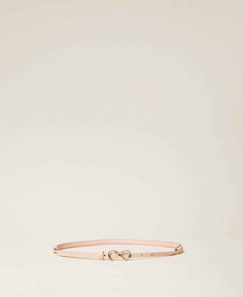 Ceinture en cuir avec boucle siglée Sable Rose Femme 261TA4180_00570_01