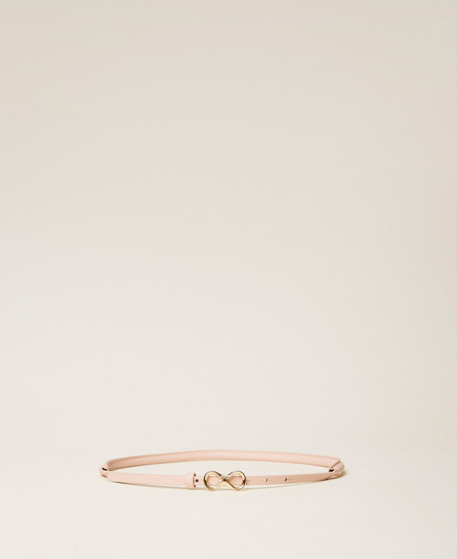 Ceinture en cuir avec boucle siglée Sable Rose Femme 261TA4180_00570_01