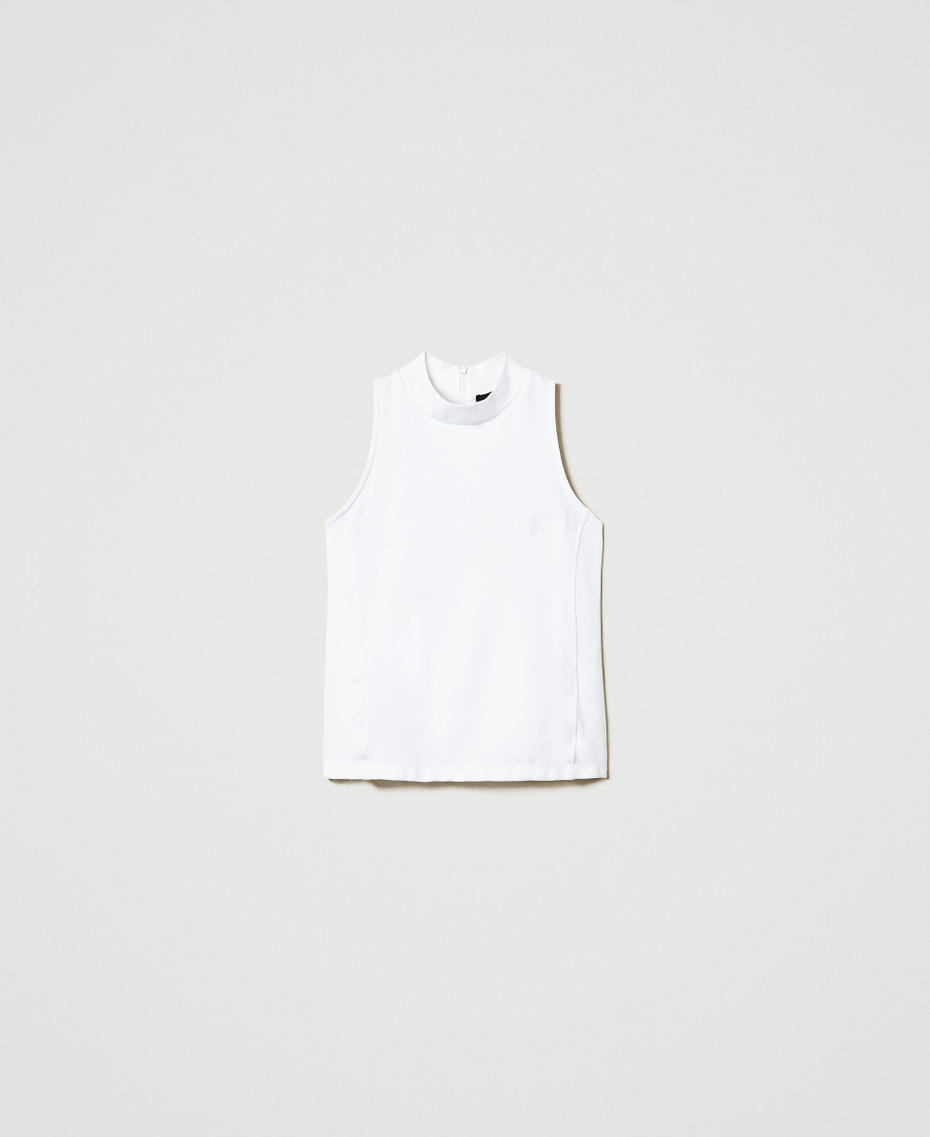 Sleeveless high neck top "Papers" White Woman 251AP2141_00840_S0
