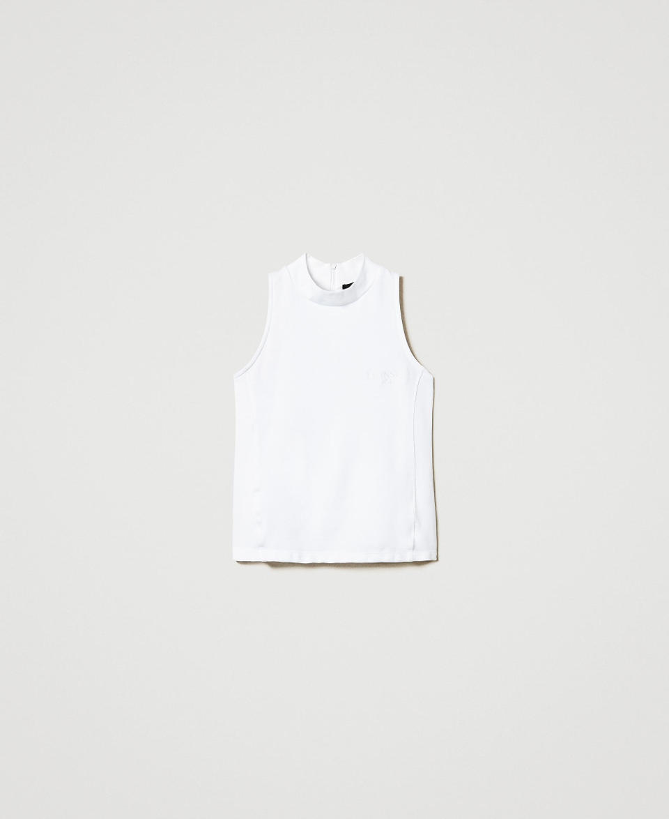 Sleeveless high neck top "Papers" White Woman 251AP2141_00840_S0