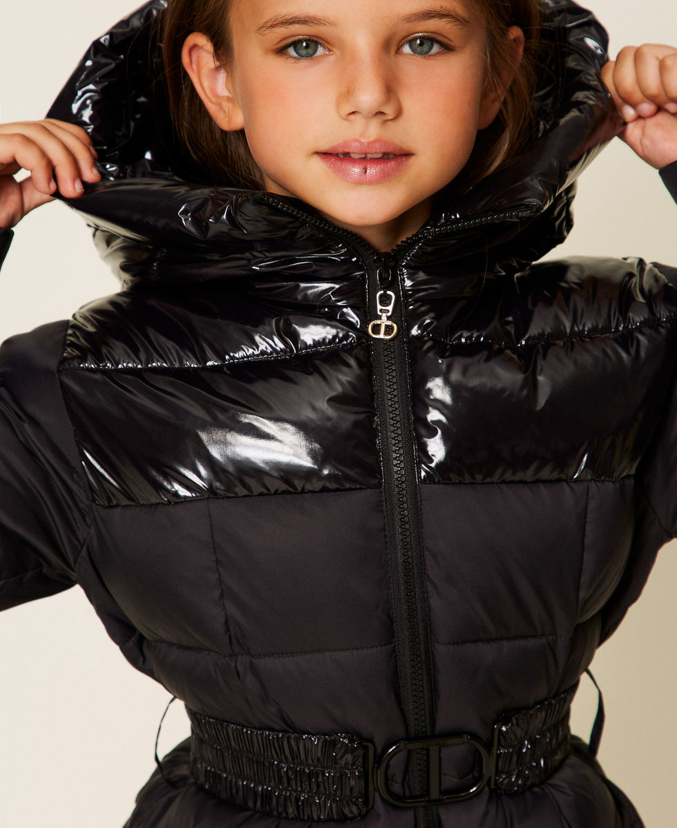 Doudoune longue avec ceinture siglée Noir Fille 252GJ2160_00006_05