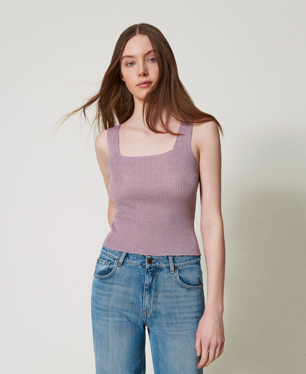 Linen-blend knit top Wisteria Lurex Woman 251TT3147_12475_02