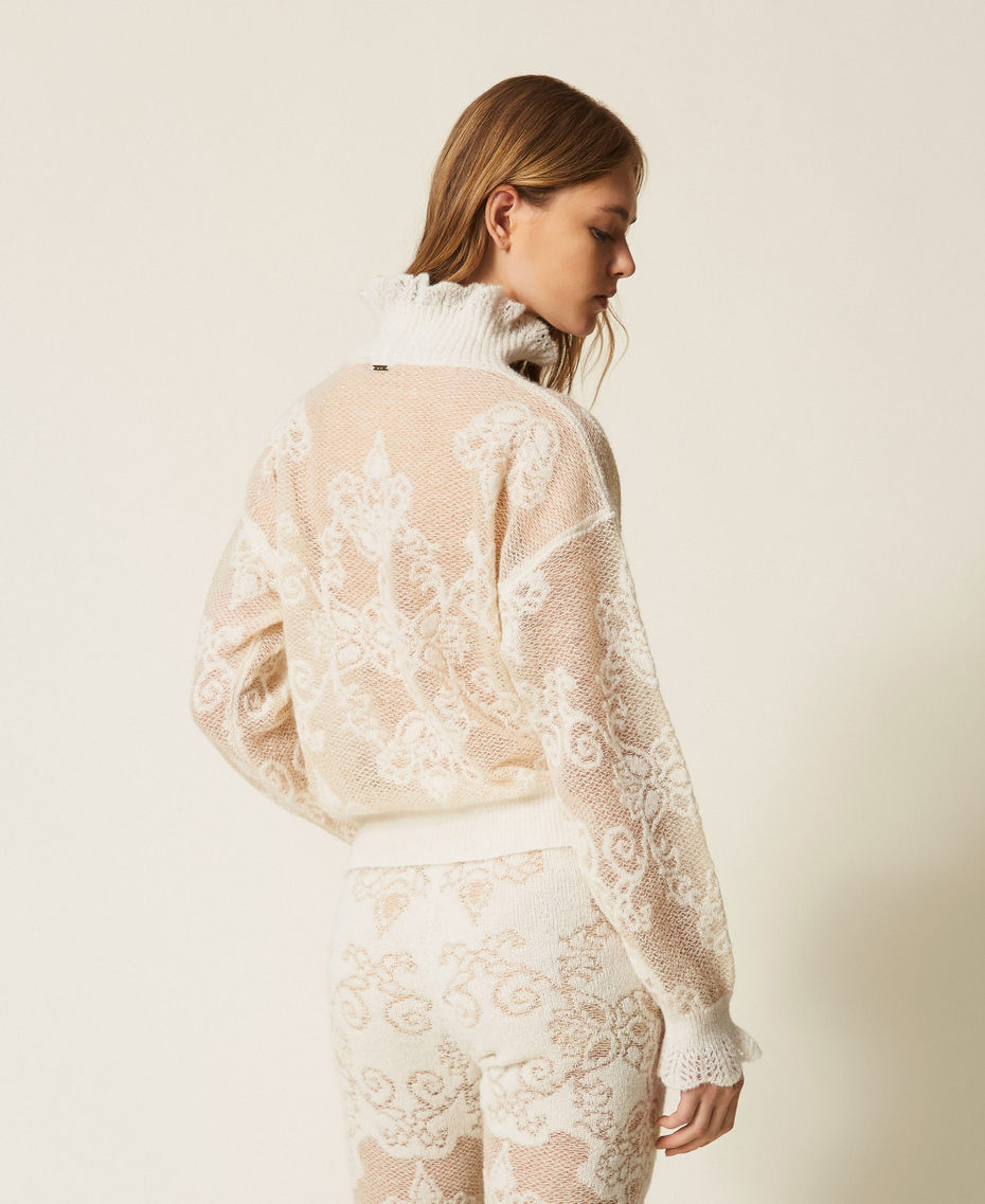 Jacquard alpaca blend turtleneck jumper "Parchment" Beige Woman 262TP3345_07222_03
