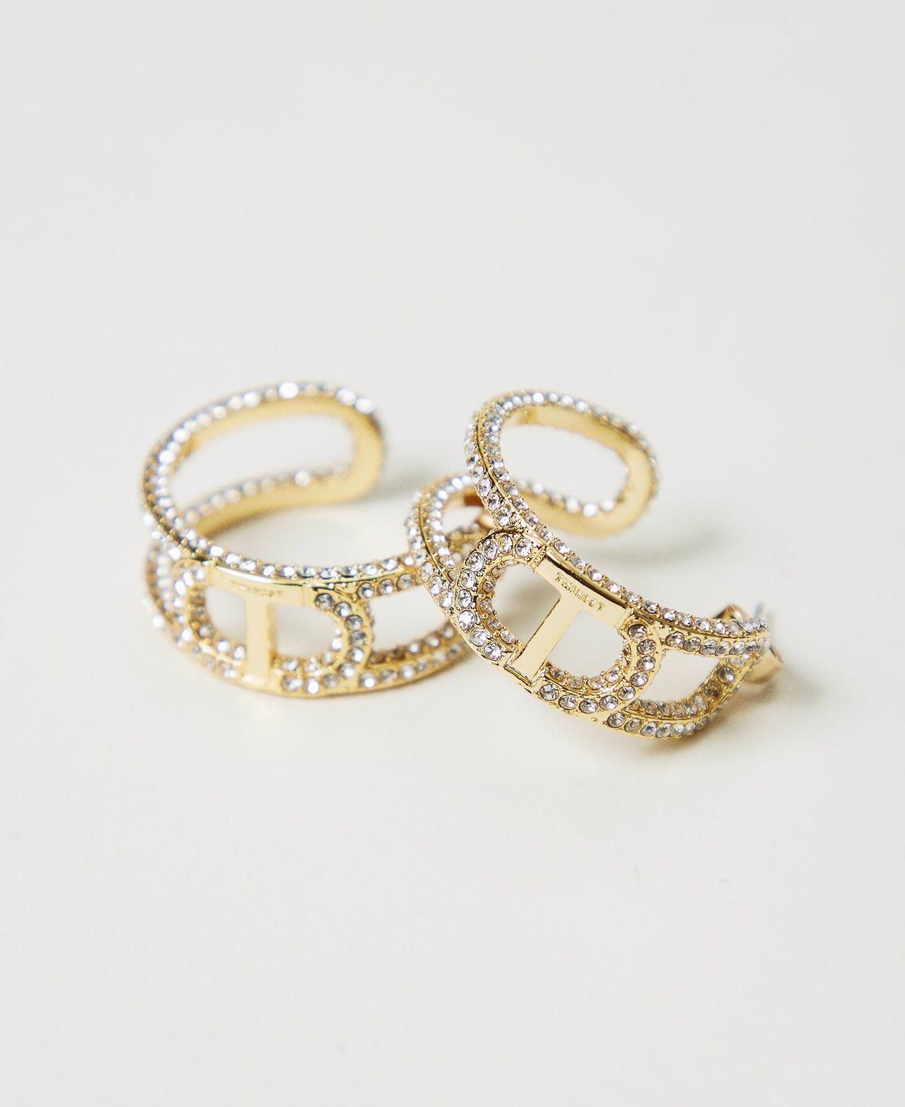 Earrings with Oval T chain and rhinestones Crystal Woman 251TO5361_00888_02