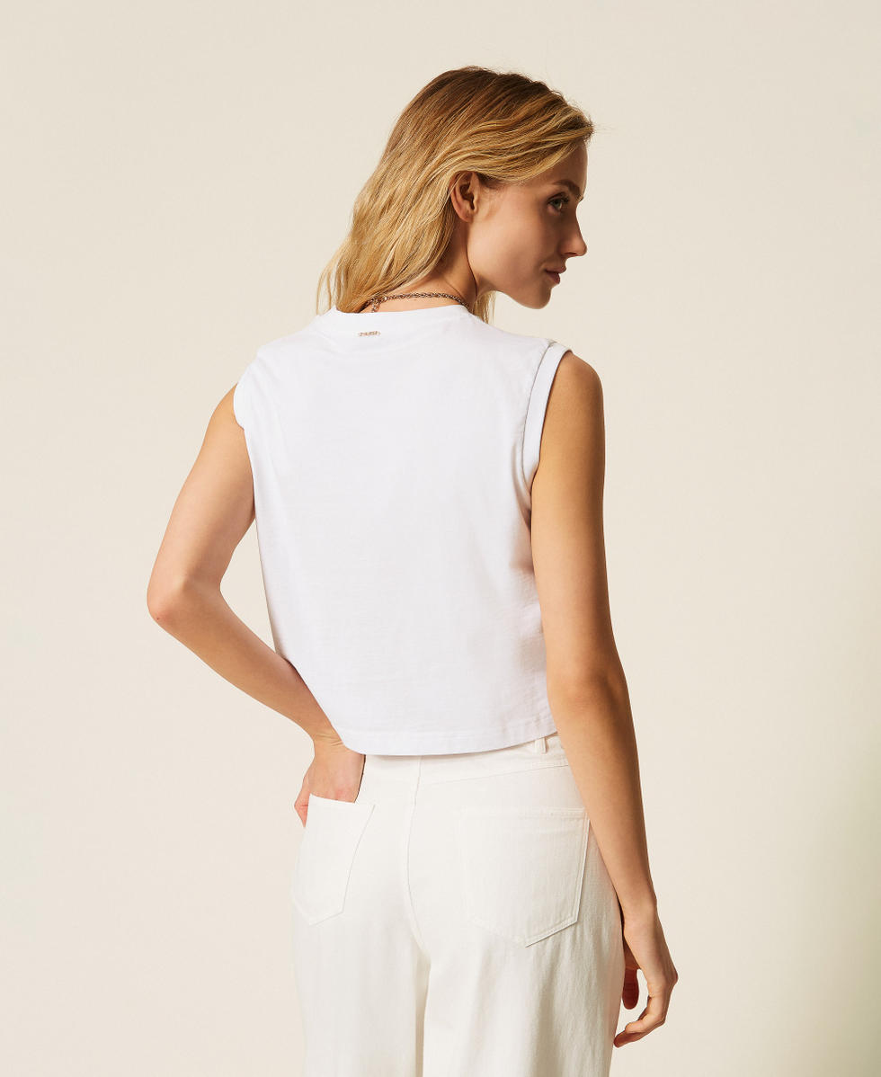 T-shirt avec broderie anglaise Blanc Femme 261TT2050_00001_03