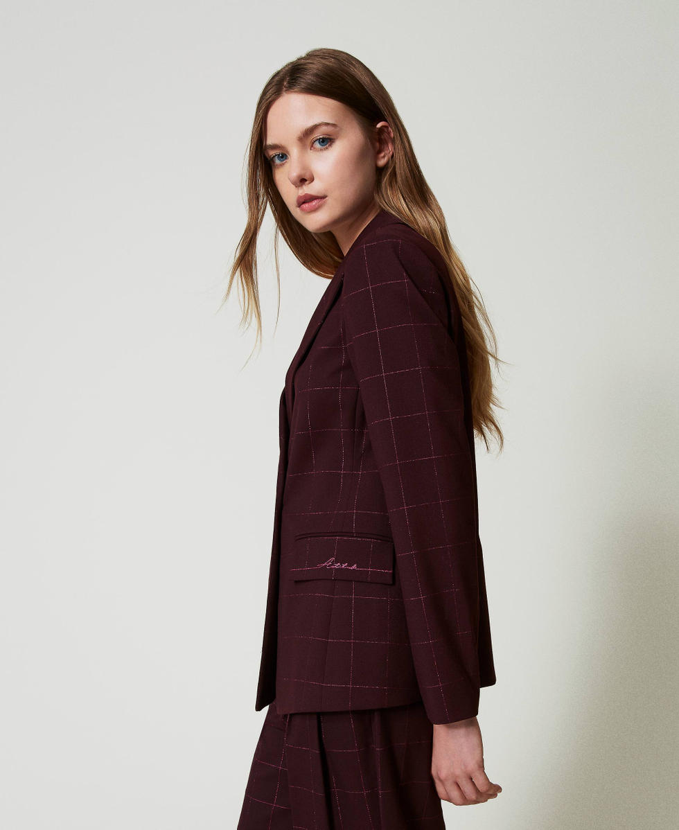 Blazer with lurex check pattern Woman Purple TWINSET Milano
