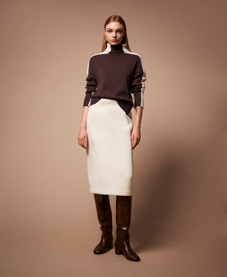 Scuba midi skirt Mother Of Pearl Woman 252TP2191_00059_PC