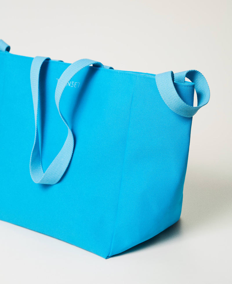 Borsa shopper in canvas Turquoise Donna 251LB7ACC_12132_02