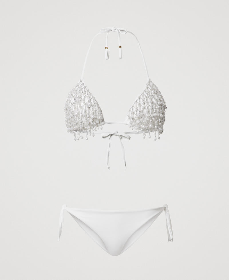 Besticktes Triangel-Bikinitop und Tanga