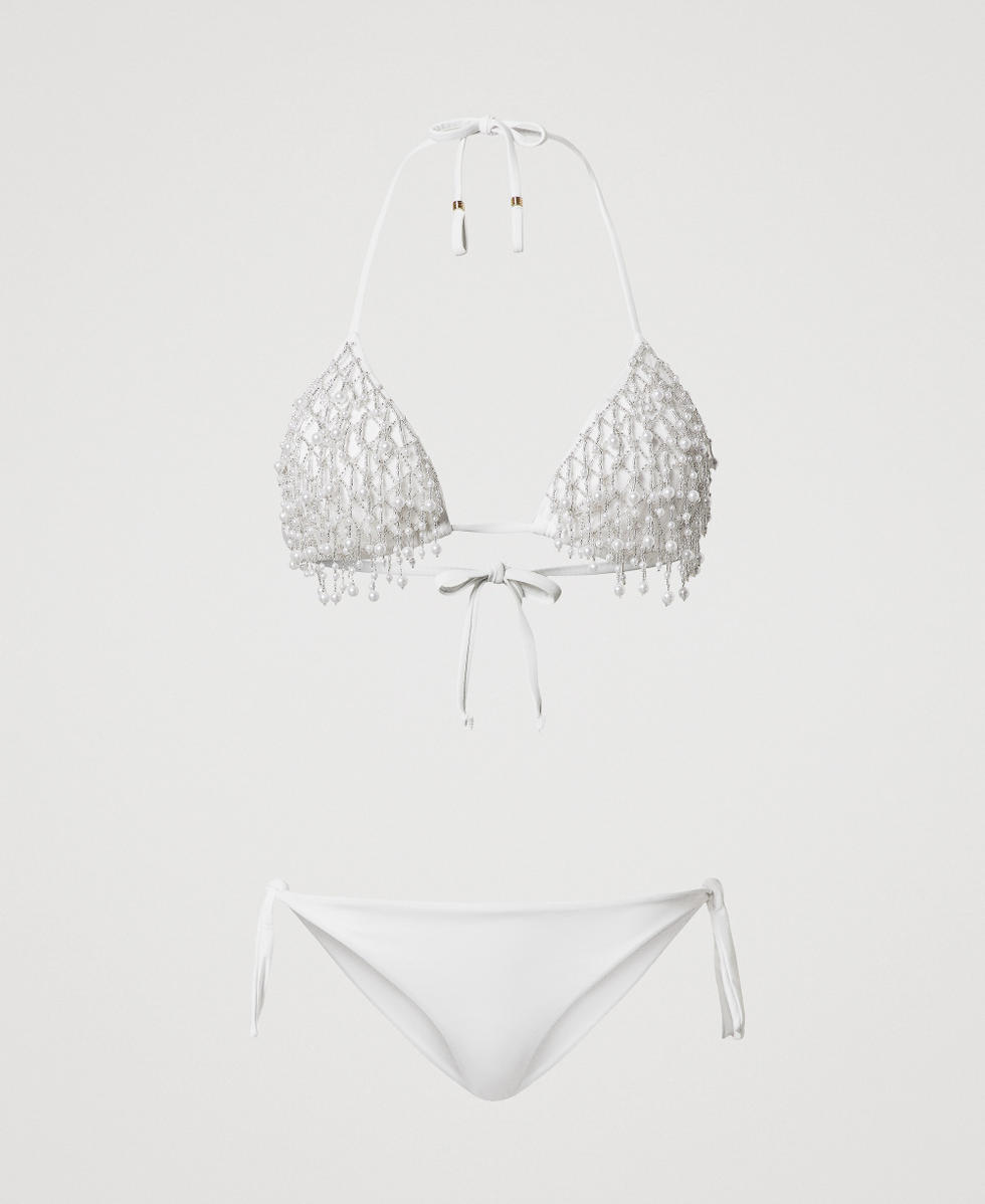 Triangolo da bagno con ricamo e tanga Bianco Sugar Donna 251LMMC22_00632_S0