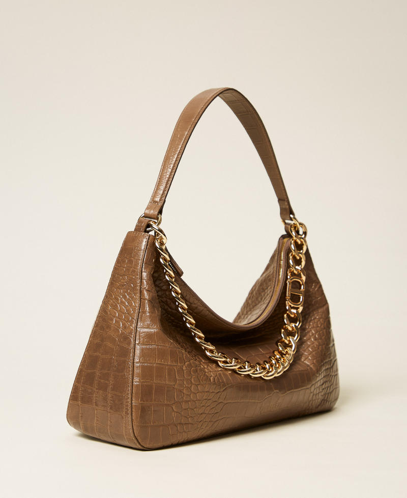 Borsa 'Liliane' in pelle a stampa coccodrillo Marrone "Tortora" Donna 252TD8252_12874_02