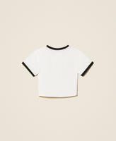 T-shirt regular con stampa logo Bicolor Off White / Nero Bambina 261GJ2253_10973_S1