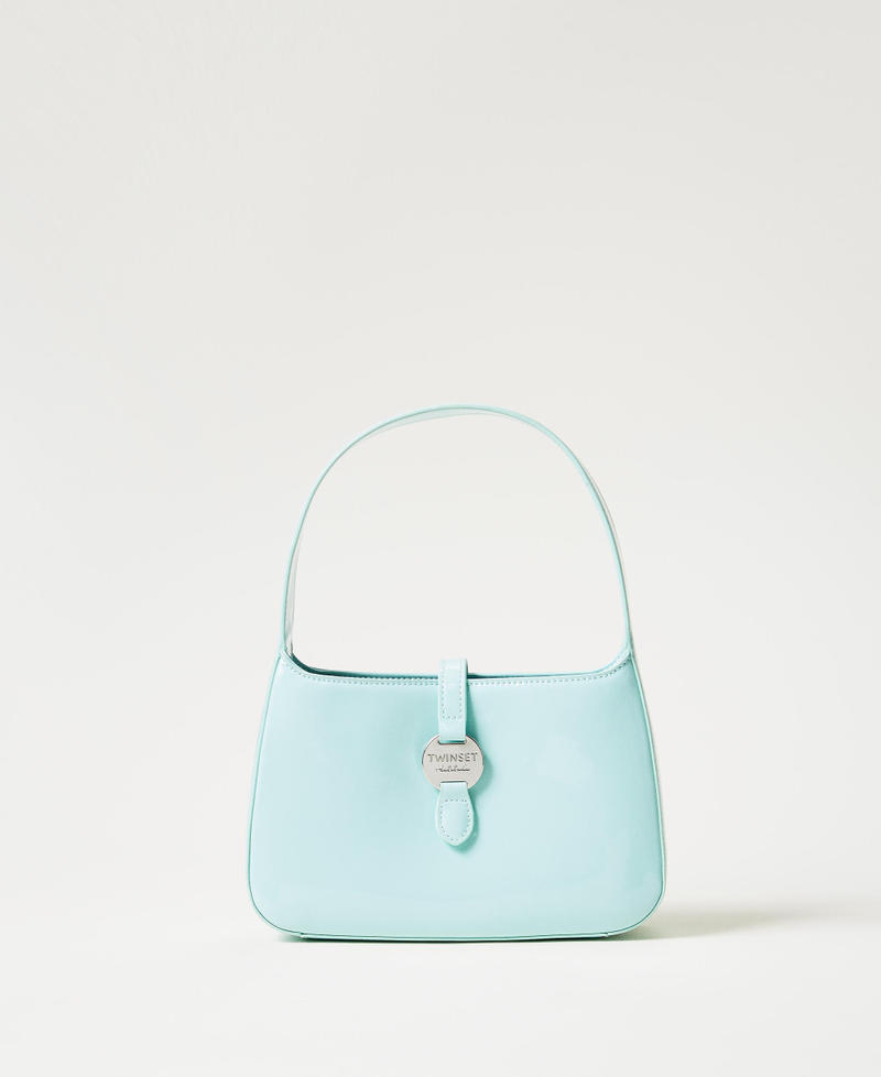 Faux patent leather hobo bag Light Canal Blue Woman 251AA7010_12134_01