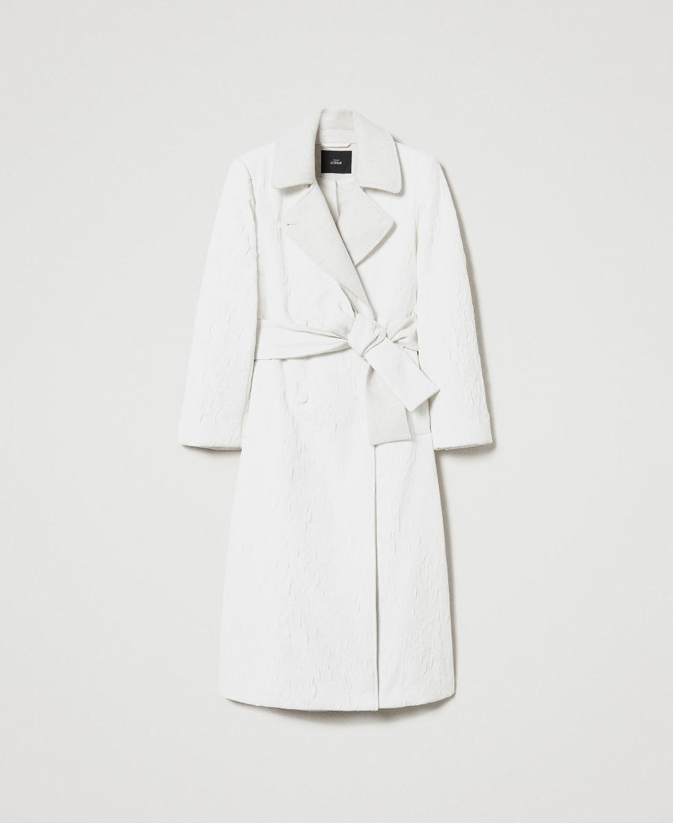 Cappotto doppiopetto goffrato Donna, Bianco | TWINSET Milano