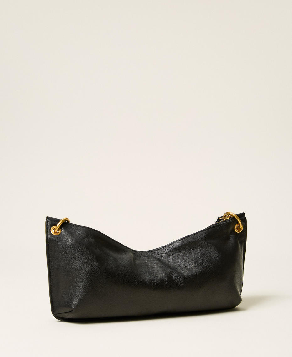 Hobo-Tasche aus Leder mit Quaste Schwarz Frau 262TD8250_00006_04