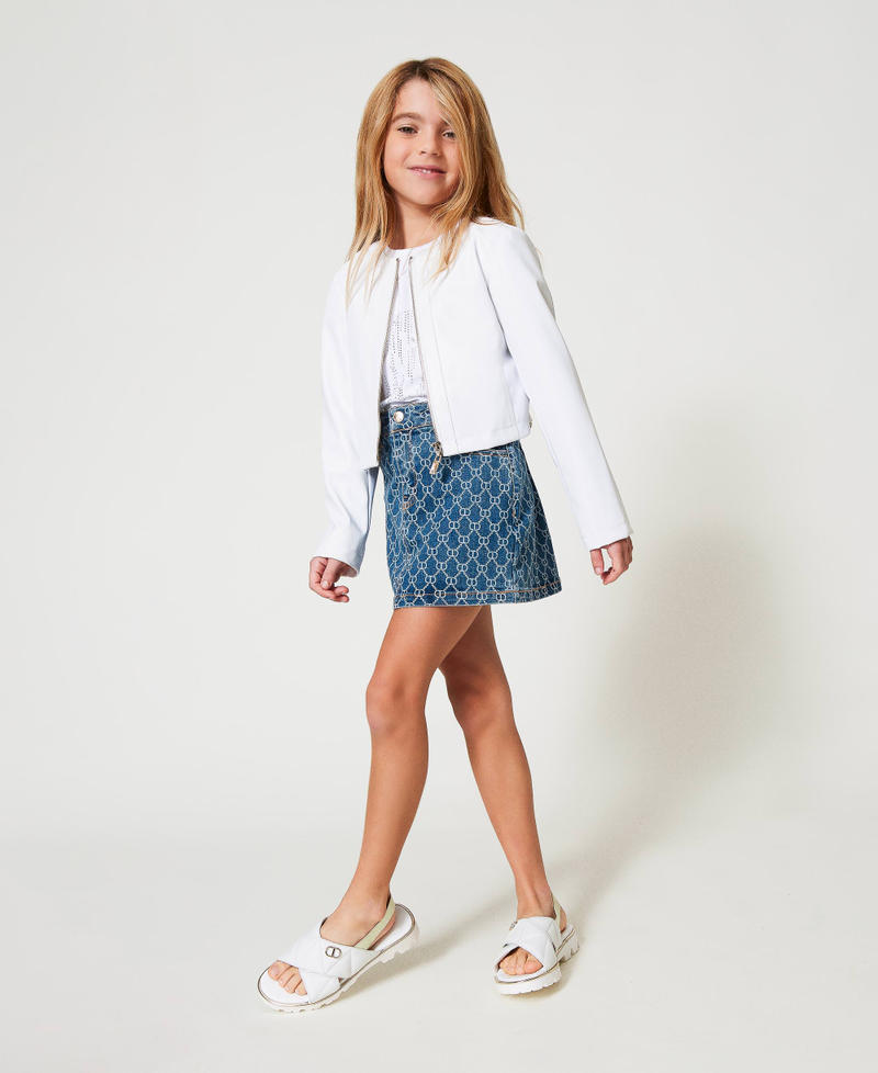 Faux leather cropped jacket "Ice" White Girl 251GJ2560_00808_T0