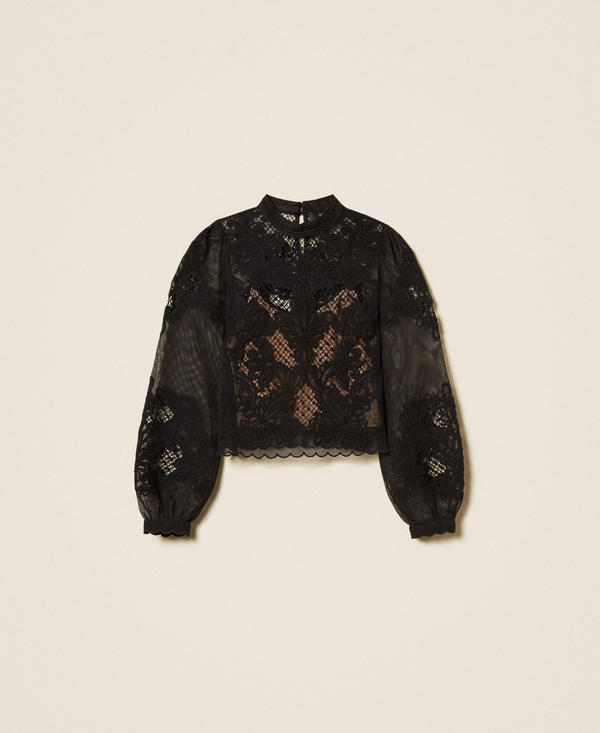 Blusa in rete con ricamo