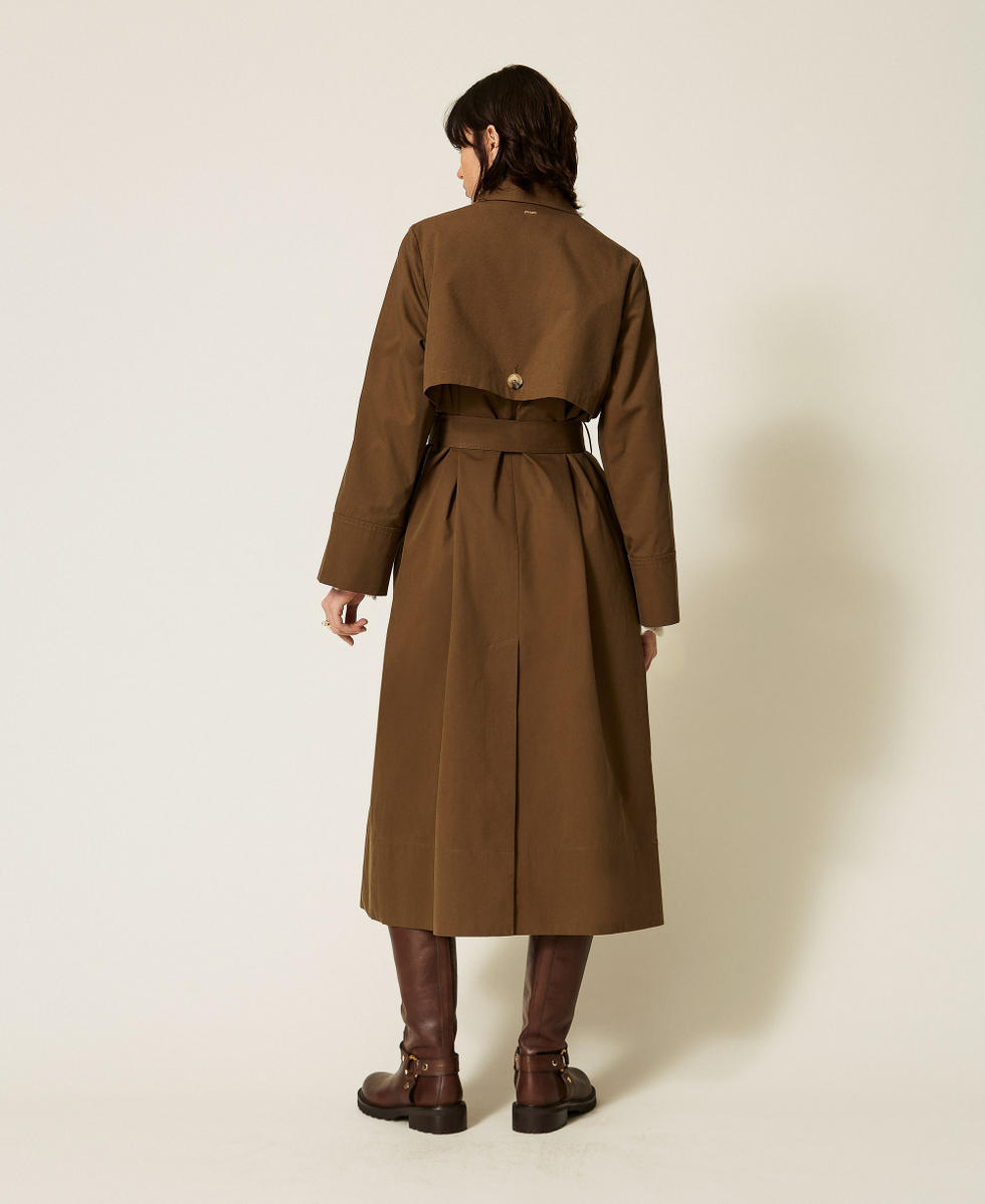 Trench in gabardina di misto cotone Verde Faggio Donna 262TP270A_12537_04