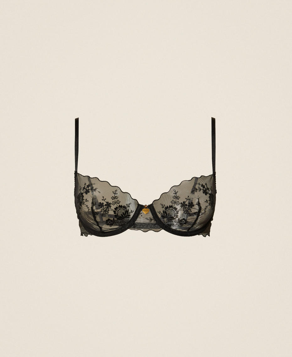 Underwired floral tulle bra Black Woman 261LL6D55_00006_S0