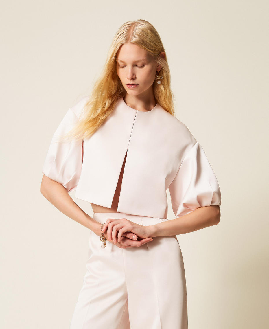 Duchesse cropped jacket Pink Sand Woman 261TP2410_00570_01