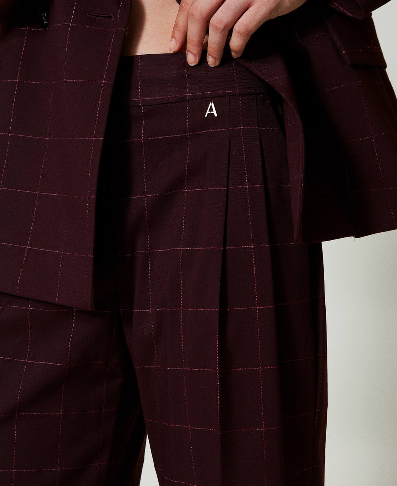 Palazzo trousers with lurex check pattern Potent Purple Woman 242AT2165_11963_04